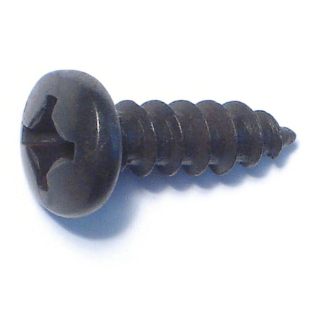 Midwest Fastener Sheet Metal Screw, #12 x 3/4 in, Black Steel Pan Head Phillips Drive, 12 PK 79421